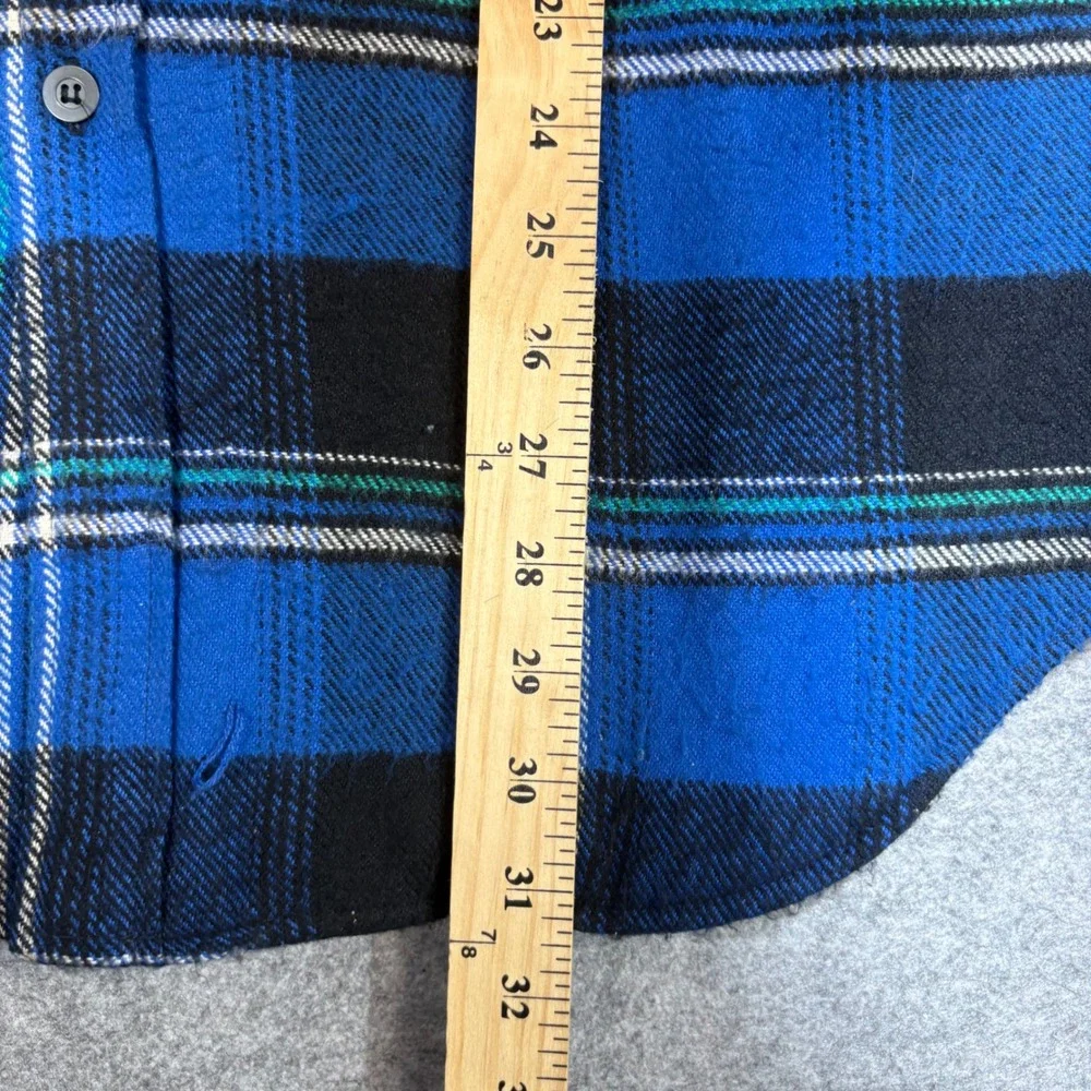 Appalachian Trail Blue Plaid Quilted Flannel Shirt Jacket Mens Large L Heavy